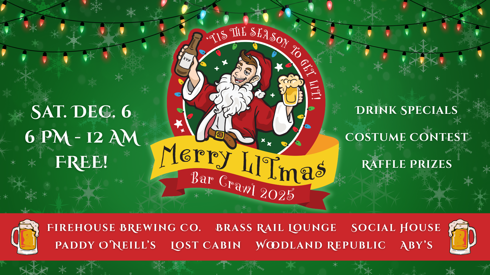 Merry LITmas Bar Crawl in downtown Rapid City